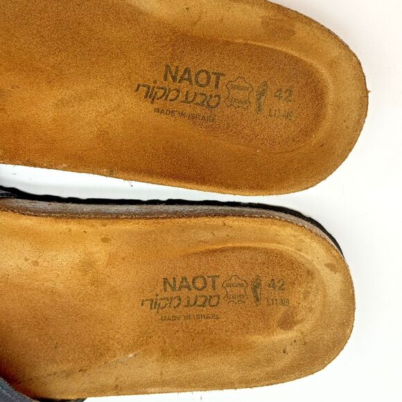 Naot Maryland Soft Leather Slides Men\'s 9 - EU 42 Black Big Buckle Cork Sandals main image 6